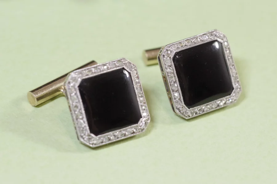 boutons de manchette art deco onyx