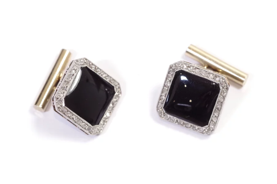 square art deco onyx cufflinks