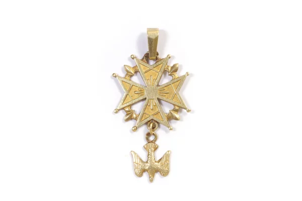 Antique huguenot cross pendant in gold