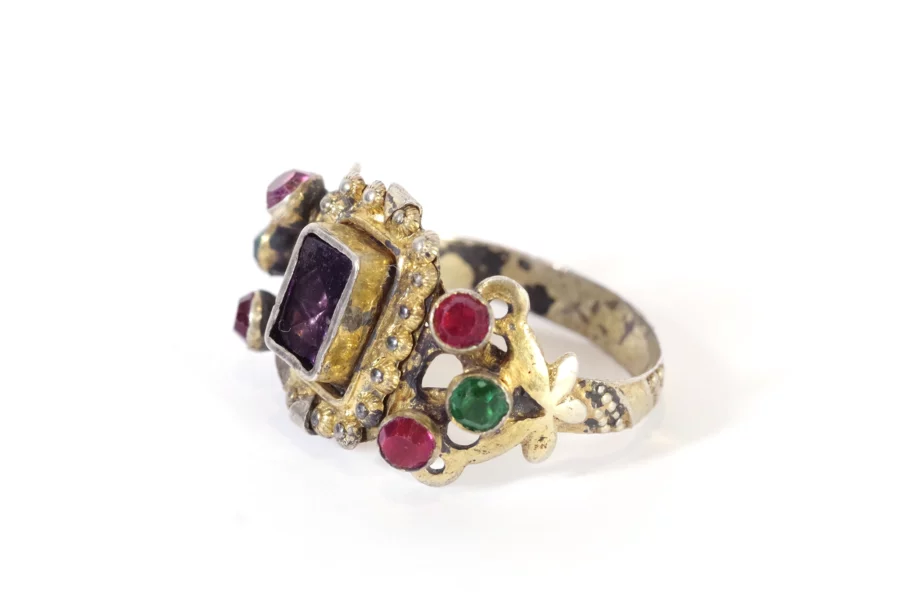 victorian french regional ring in silver gilt