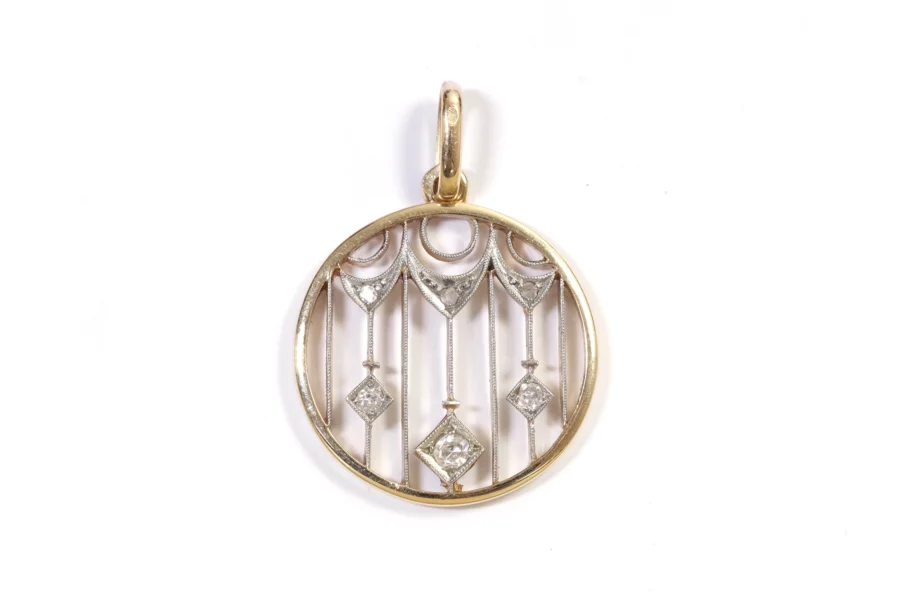 Art deco pendant in gold and platinum