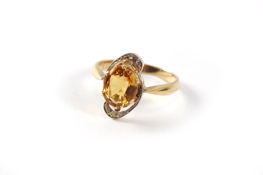Art nouveau citrine diamond ring