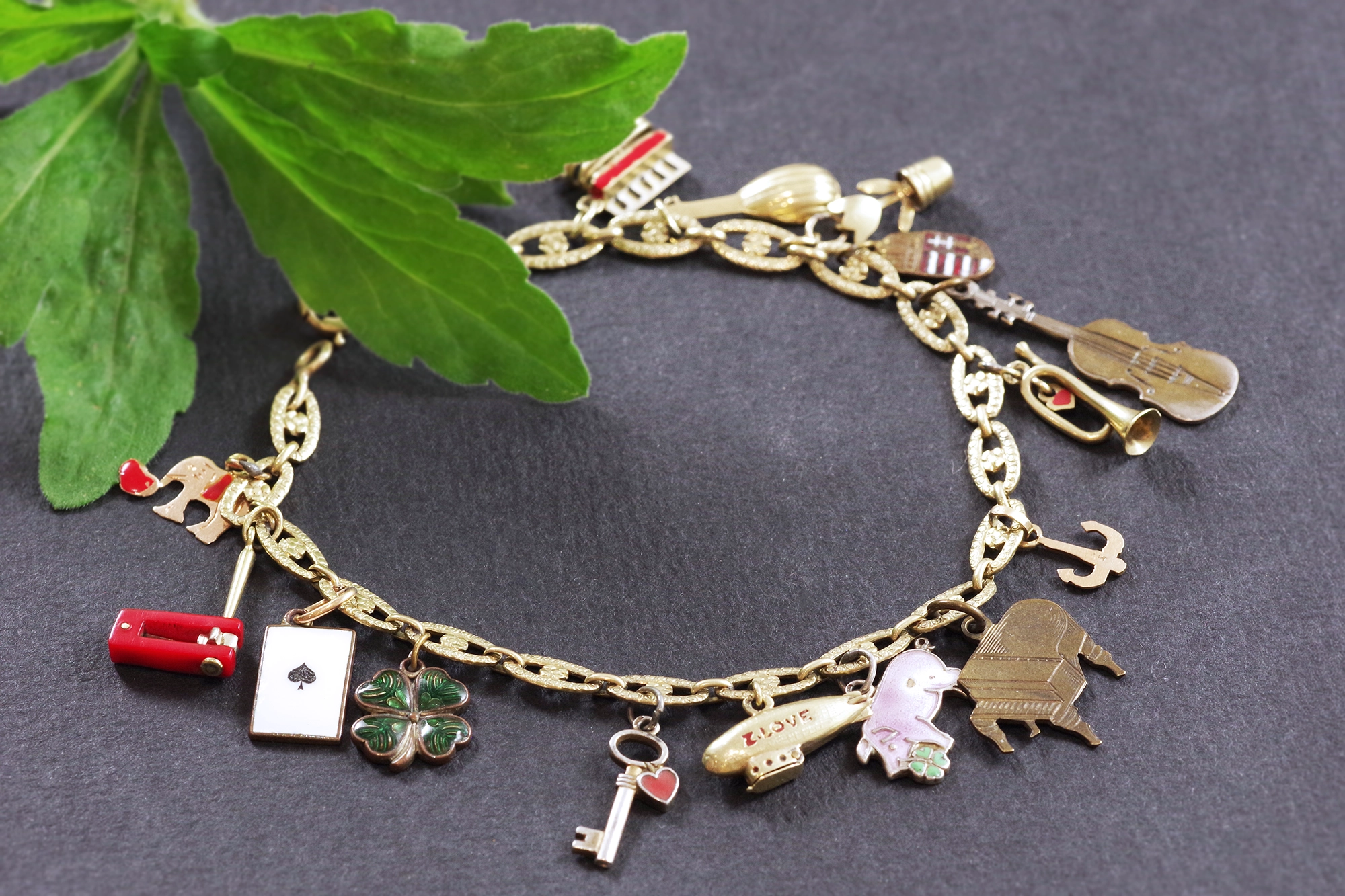 Antique charms Music Love and Luck bracelet – Maison Mohs