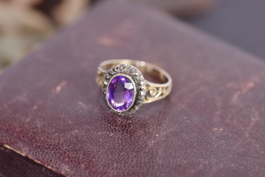 silver gold victorian amethyst ring