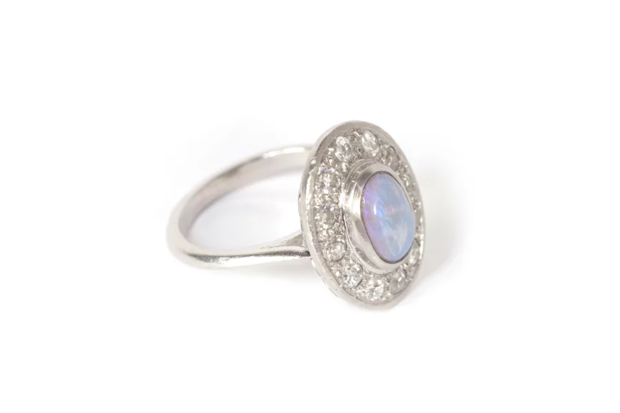 diamond opale ring in platinum