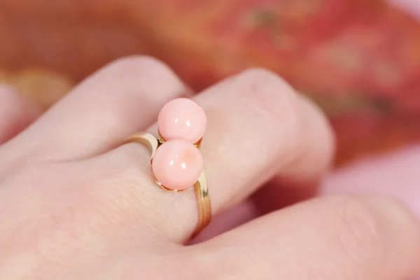 you and me coral ring in gold
