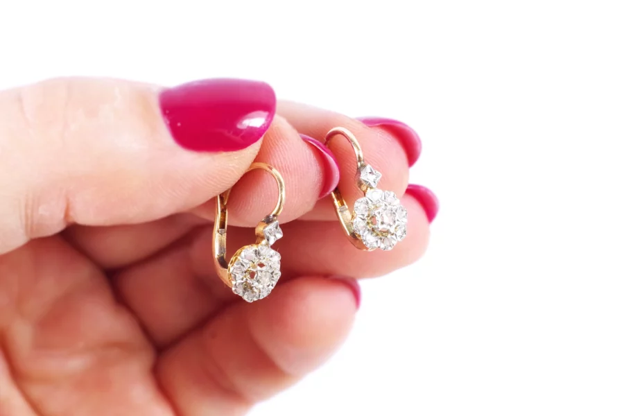art deco platinum diamond earrings