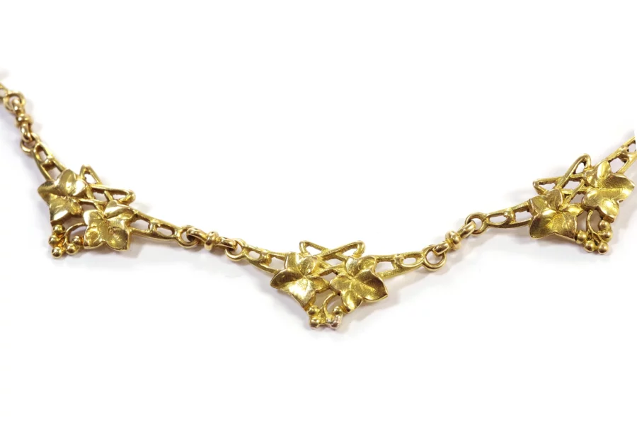 Vine art Nouveau gold necklace