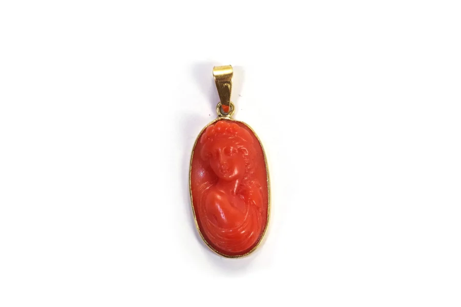 antique coral cameo pendant