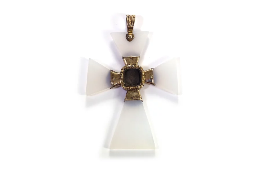 georgian reliquary maltese gold cross pendant