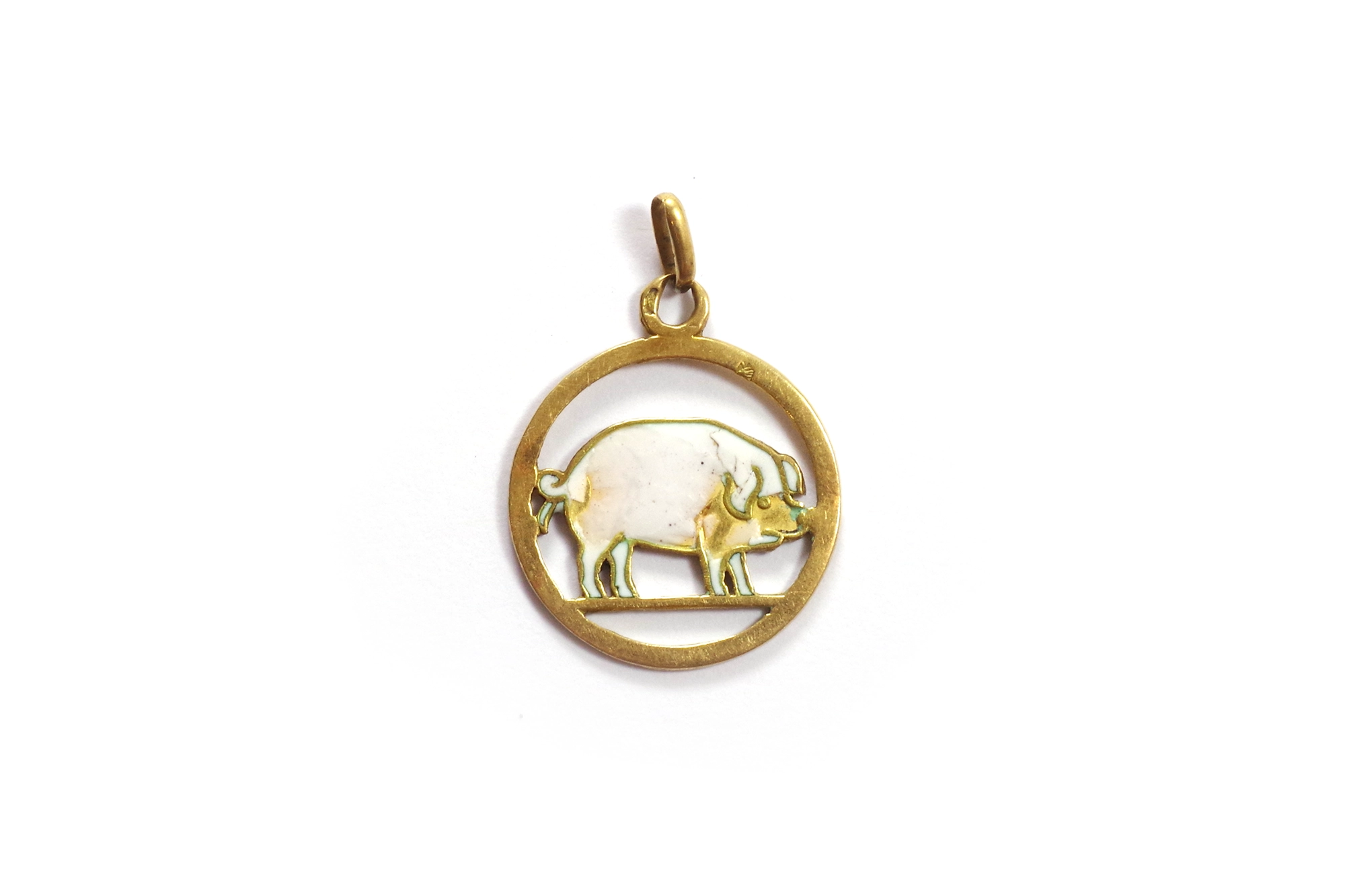 art deco lucky pendant in gold