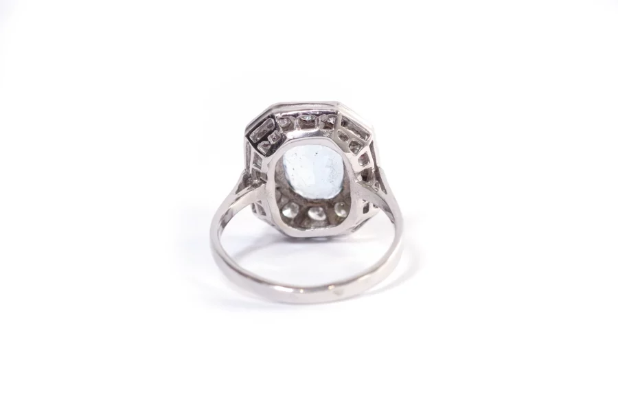 aquamarine diamond ring art deco style