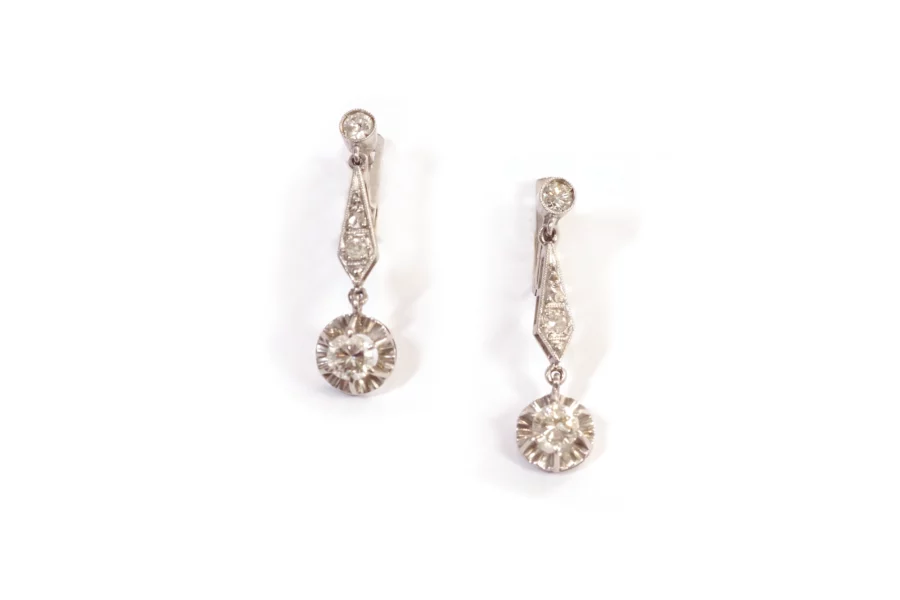 art deco diamond dangle earrings