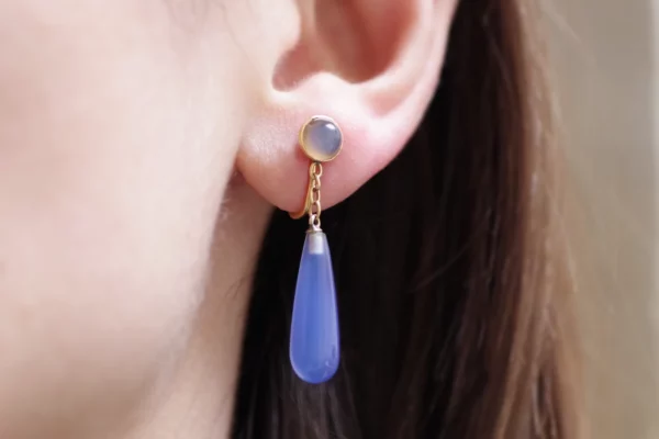 antique blue chalcedony earrings