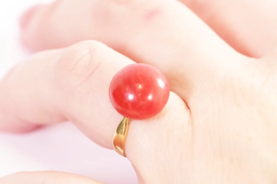 antique coral gold ring