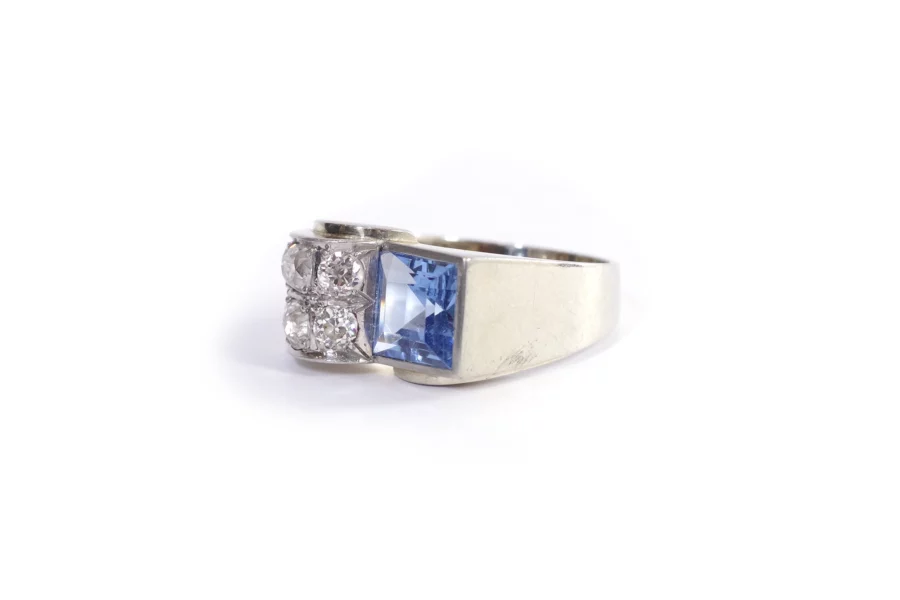 diamond blue spinel tank ring