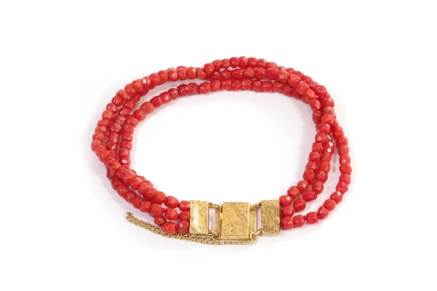 gold clasp coral bracelet