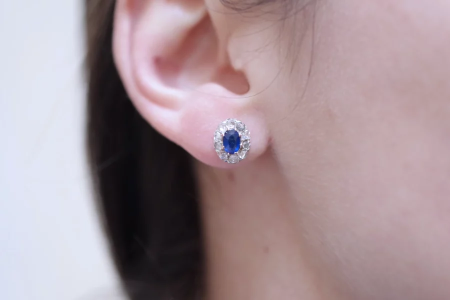 Victorian cluster diamond stud earrings
