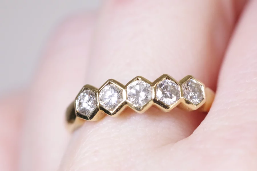 half diamond ring in gold