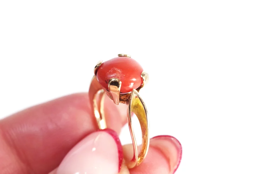 coral ring in gold