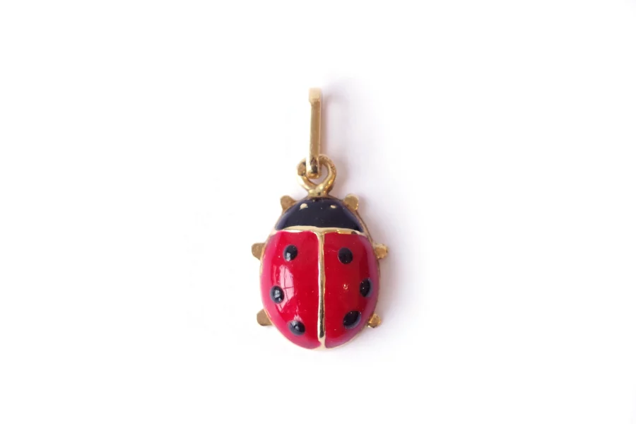 Vintage ladybug pendant in gold