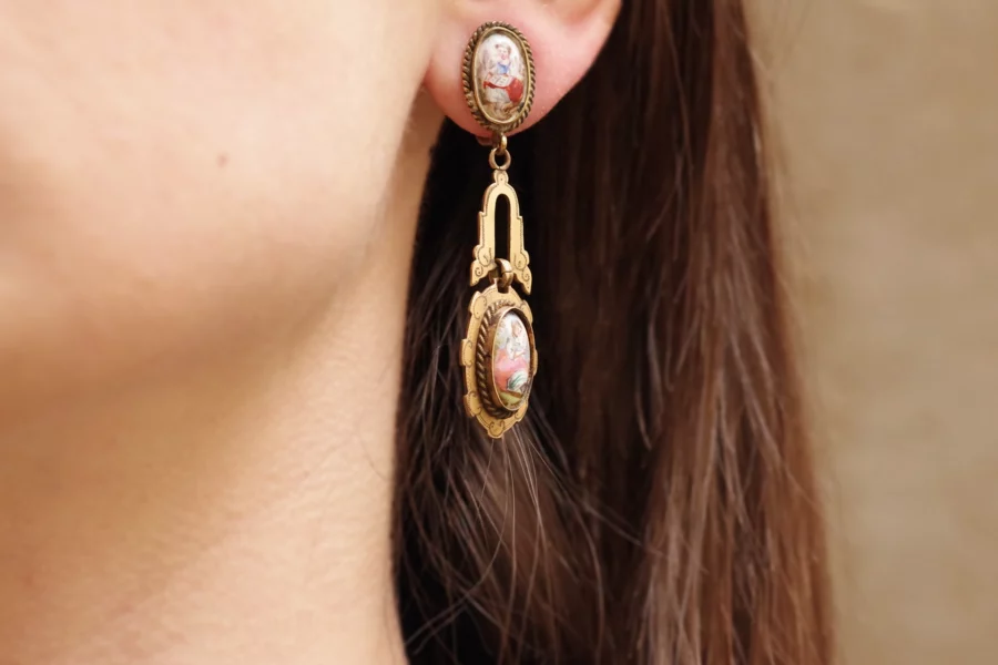 Antique Limoges enamel earrings