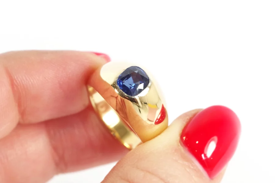 sapphire gold gypsy ring