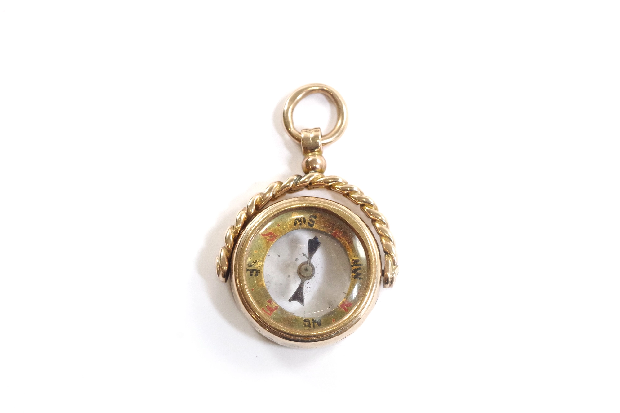 Antique compass gold pendant