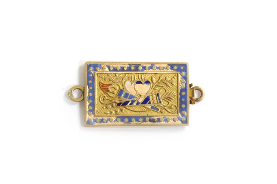 Antique gold clasp enamel