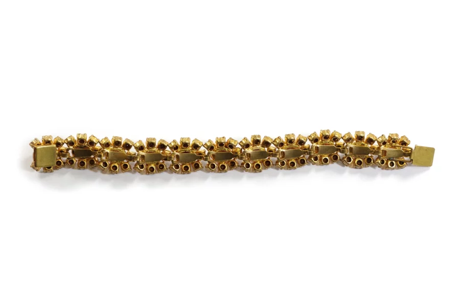 Strass and gold-plated metal costume bracelet