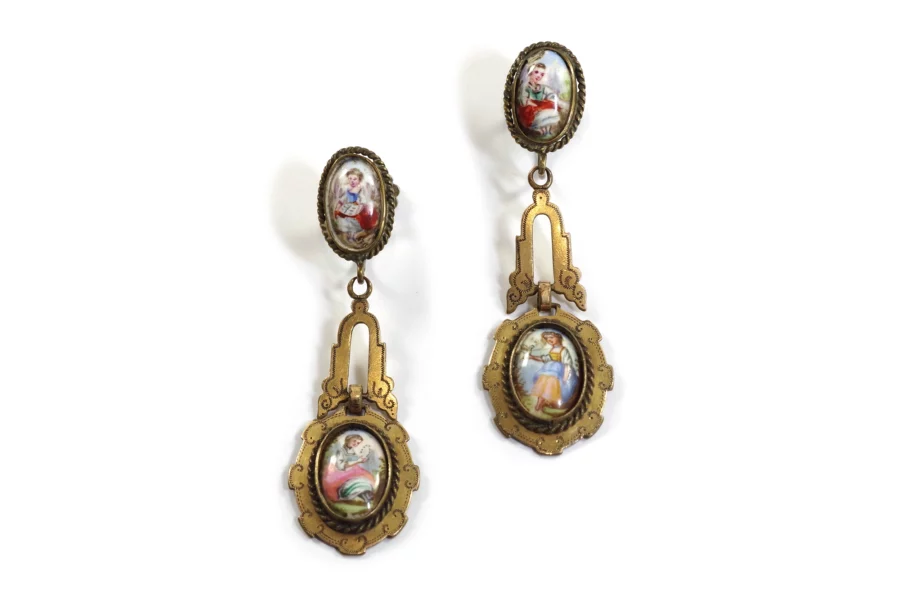Victorian french enamel earrings