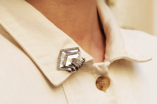 Art deco diamond clip brooch