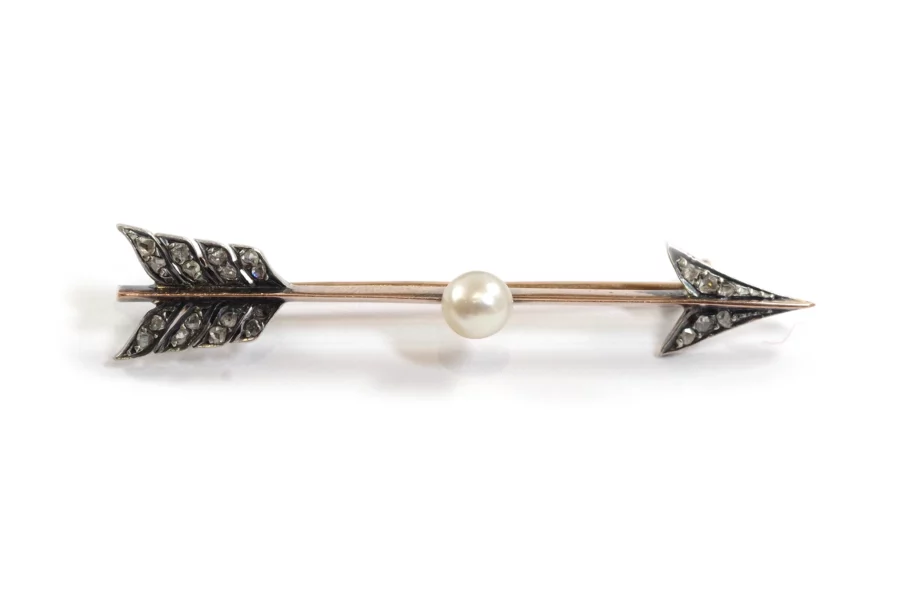 Edwardian pearl diamond arrow brooch