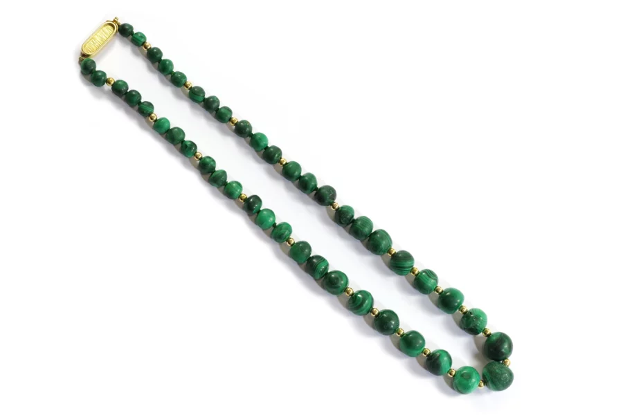 collier vintage perles de malachite