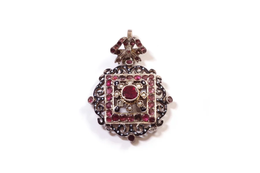 secret locket pendant with garnet