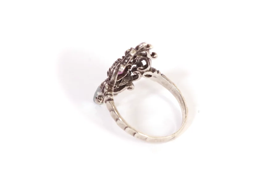 Victorian diamond marquise ring in silver