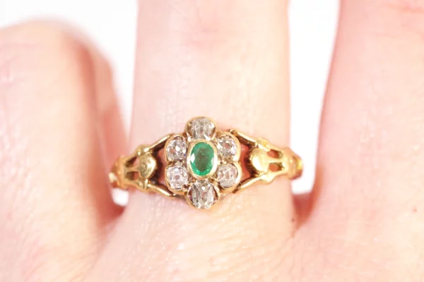 Victorian cluster emerald ring