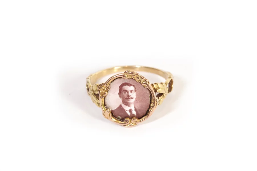 Antique enamel portrait ring