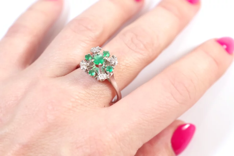green diamond ring in gold