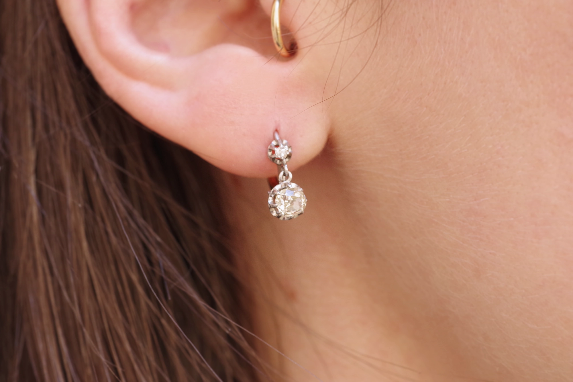 antique earrings diamond in gold