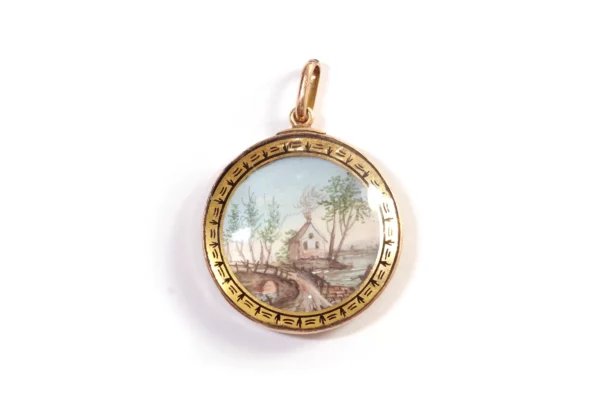 antique house eglomise pendant