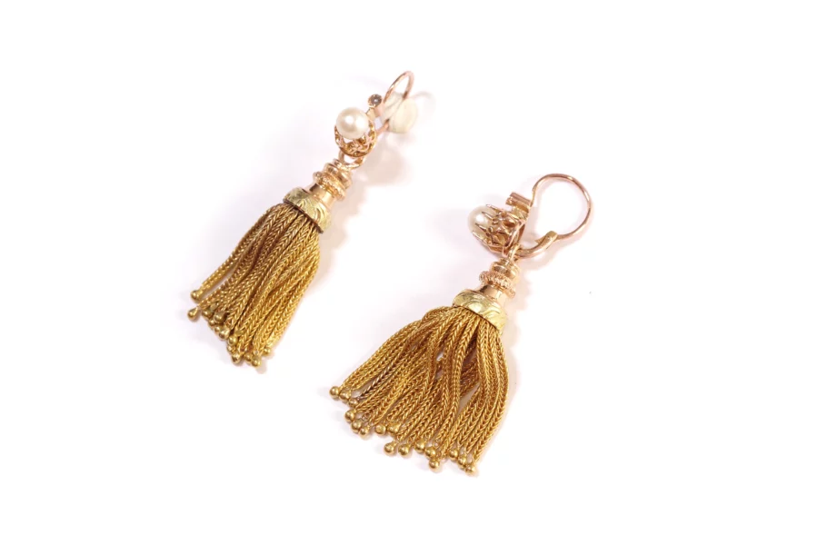Victorian pearl tassel earrings