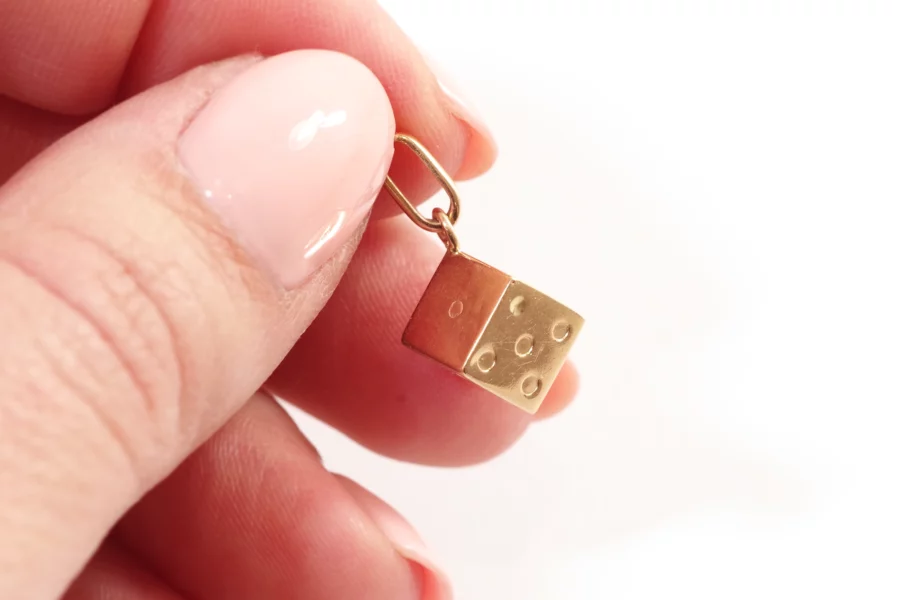 little dice gold pendant