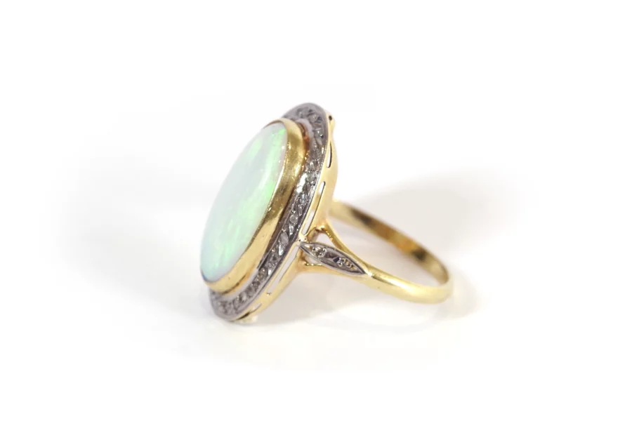 Diamond opal ring in gold