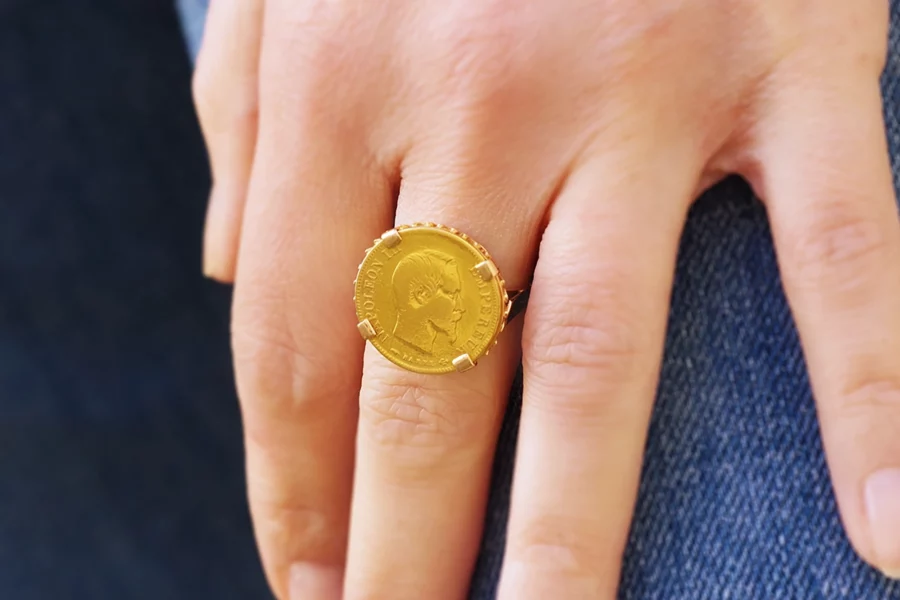 Napoleon III coin gold ring