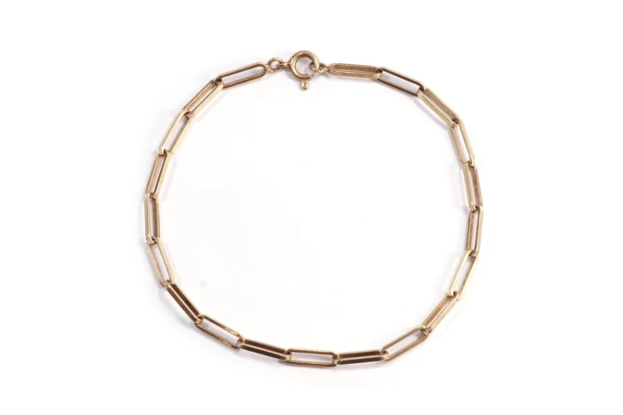 Gold chain bracelet with rectangular mesh