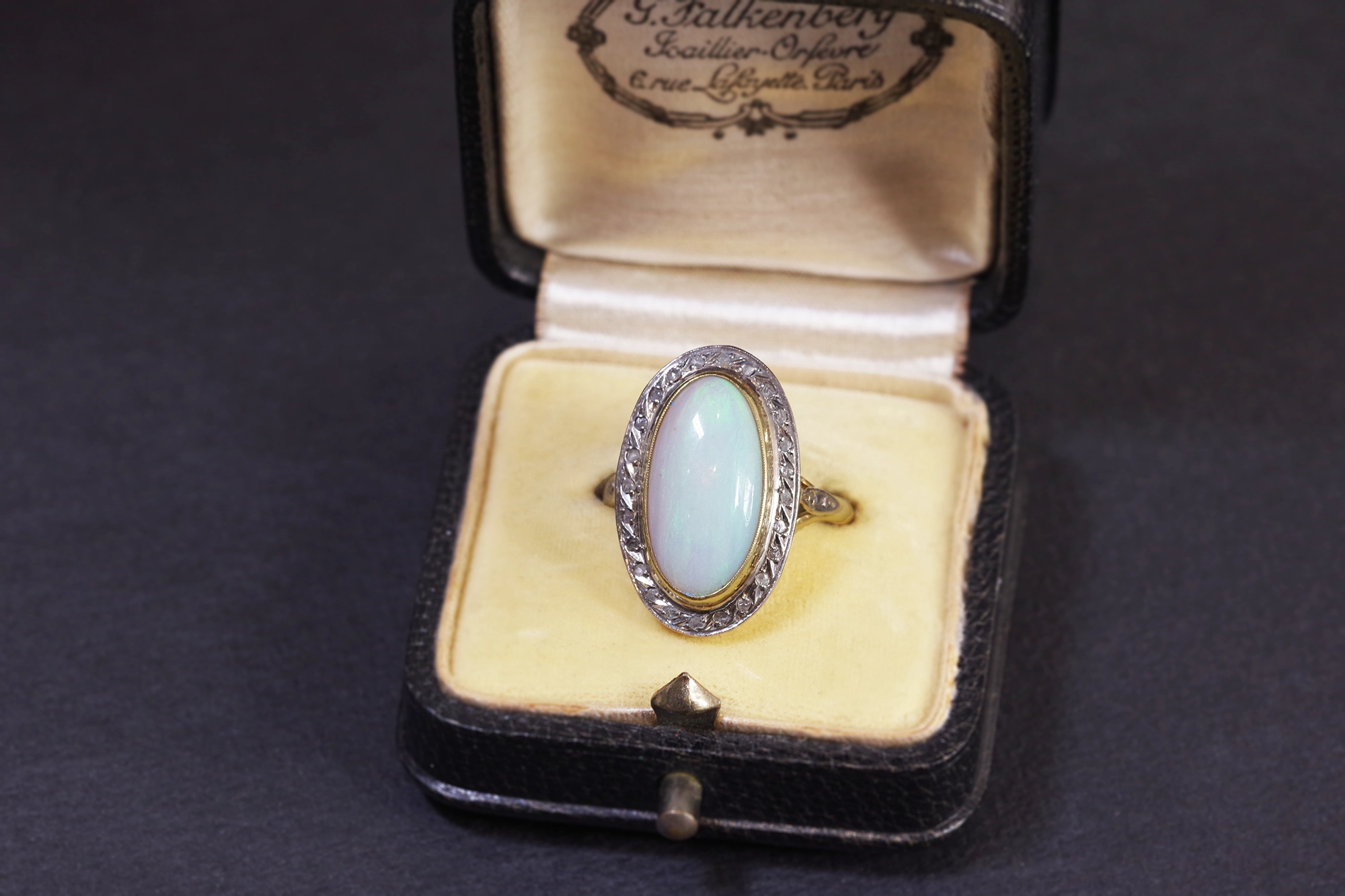 Antique opal diamond ring