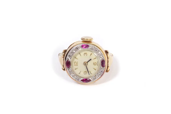 Art deco watch ring in gold