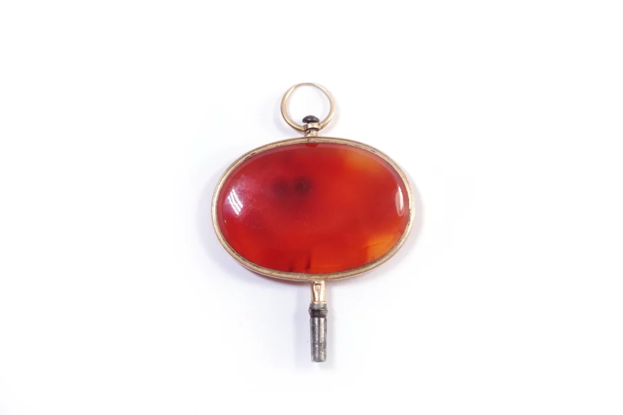 carnelian watch key pendant