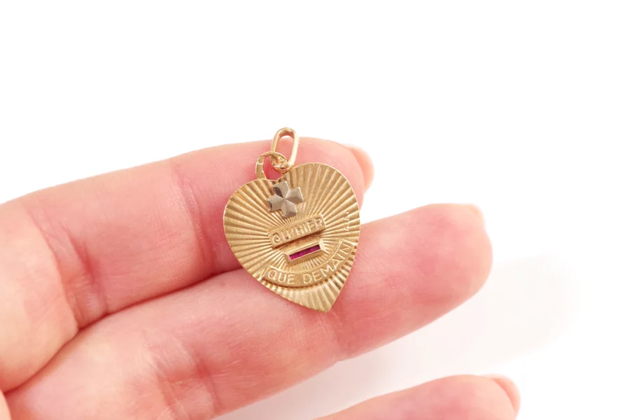 ruby heart love medal pendant
